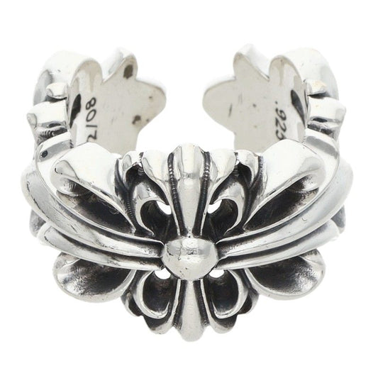 Chrome Hearts DBL FLRL CRS 925 Silver Ring Size ONE SIZE