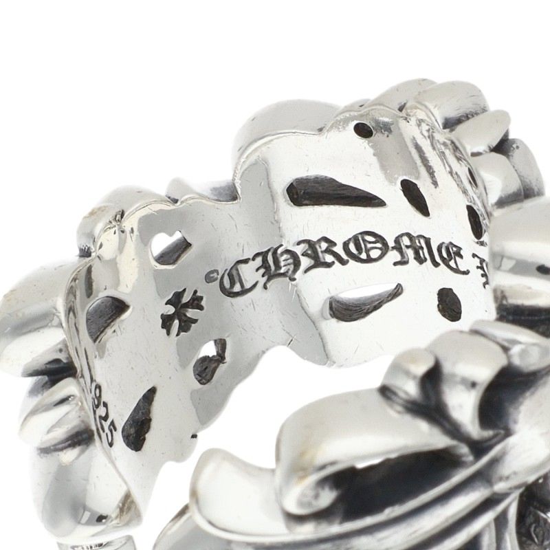 Chrome Hearts DBL FLRL CRS 925 Silver Ring Size ONE SIZE