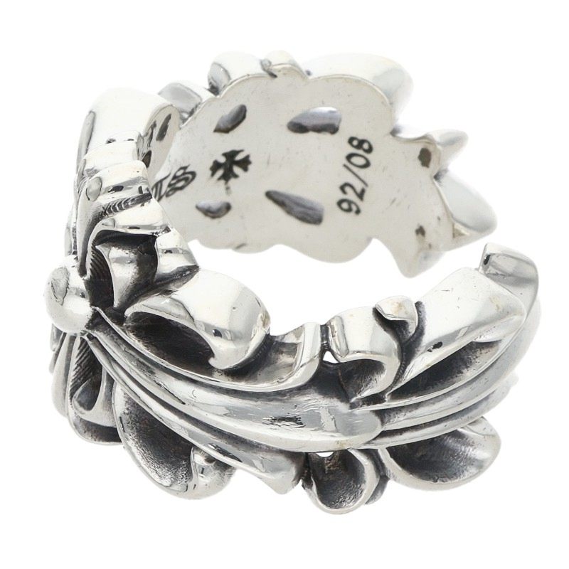 Chrome Hearts DBL FLRL CRS 925 Silver Ring Size ONE SIZE