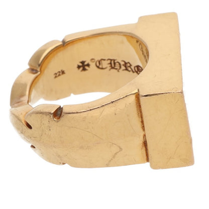 Chrome Hearts 22K Double Flerknee Bar Gold Ring Size 13.5