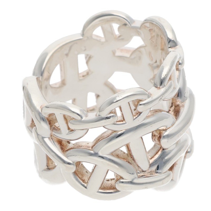 HERMES Chaine d'Ancre Enchainee GM Silver Ring Size ONE SIZE