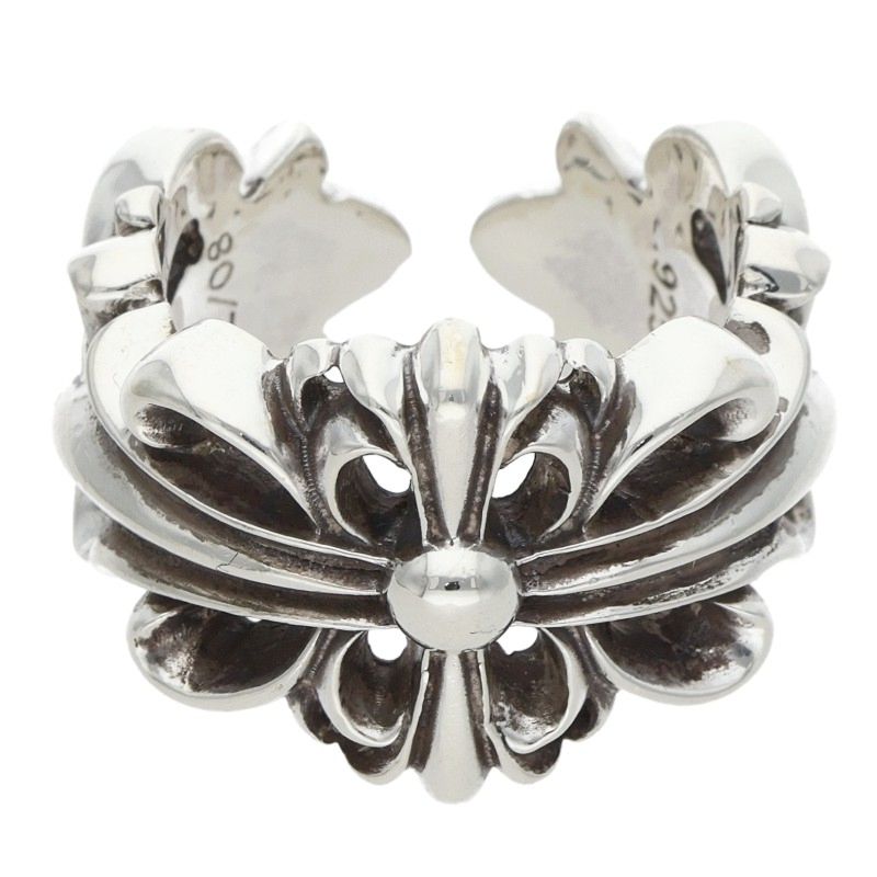 Chrome Hearts DBL FLRL CRS 925 Silver Ring Size JP 13