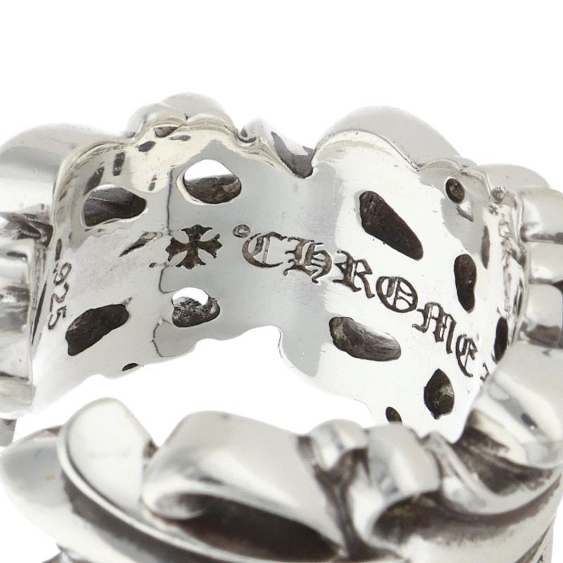 Chrome Hearts DBL FLRL CRS 925 Silver Ring Size JP 13