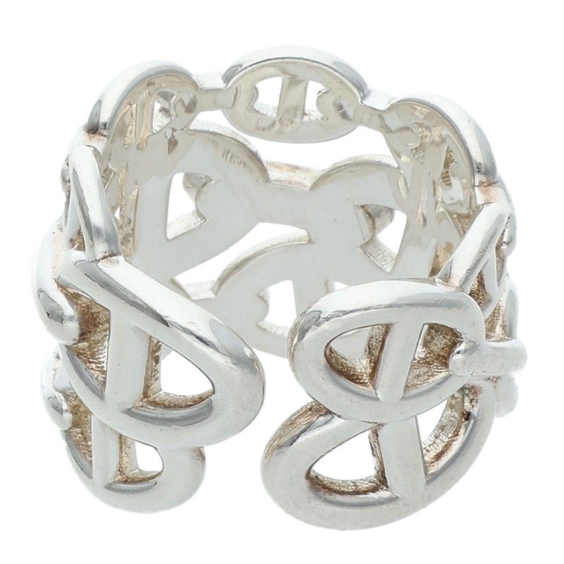 HERMES Chaine d'Ancre Enchainee GM Silver Ring Size ONE SIZE