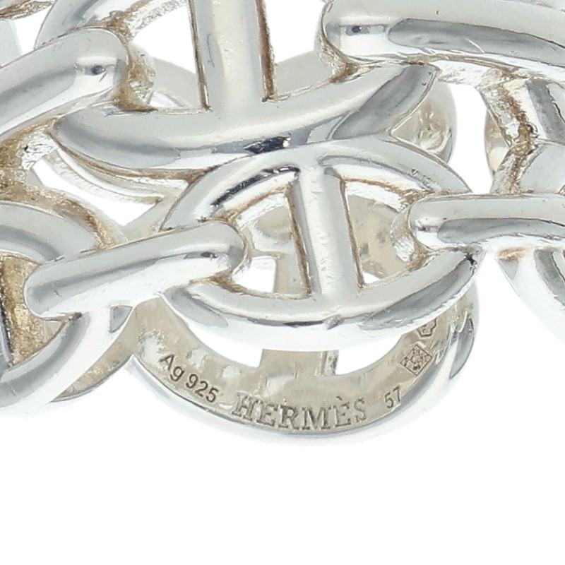 HERMES Chaine d'Ancre Enchainee GM Silver Ring Size ONE SIZE