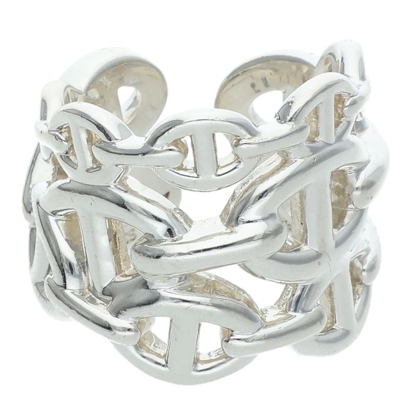 HERMES Chaine d'Ancre Enchainee GM Silver Ring Size ONE SIZE