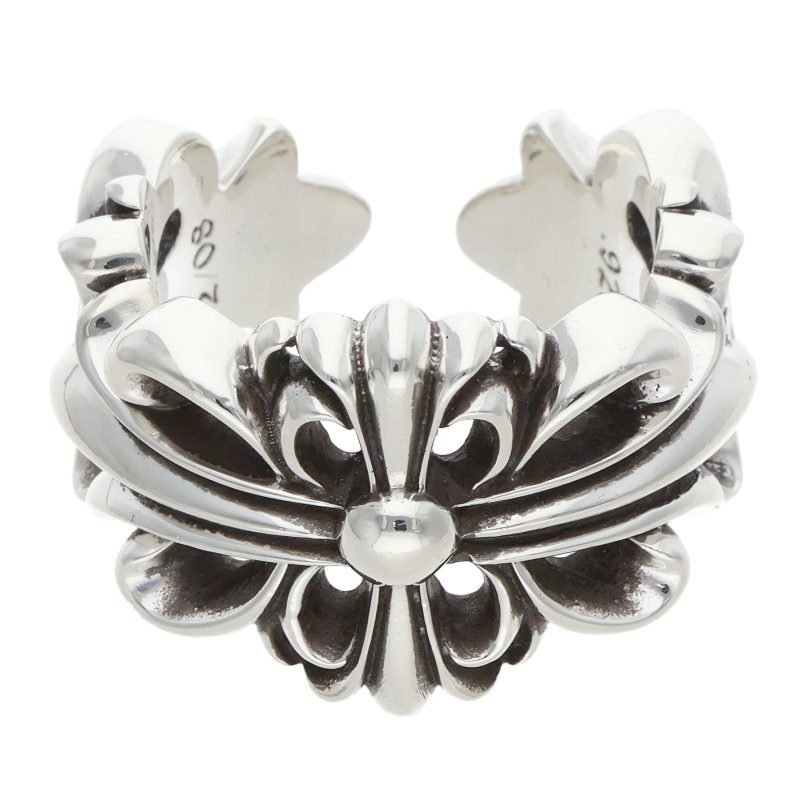 Chrome Hearts DBL FLRL CRS Silver Ring Size ONE SIZE