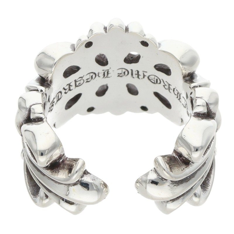 Chrome Hearts DBL FLRL CRS Silver Ring Size ONE SIZE