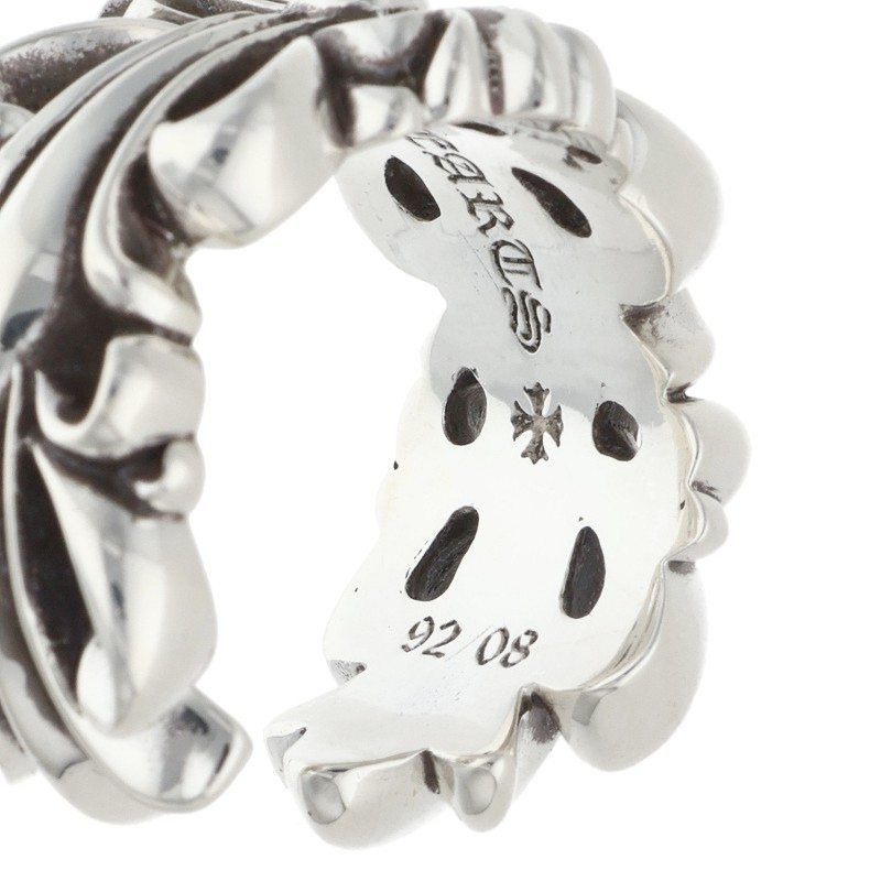 Chrome Hearts DBL FLRL CRS Silver Ring Size ONE SIZE