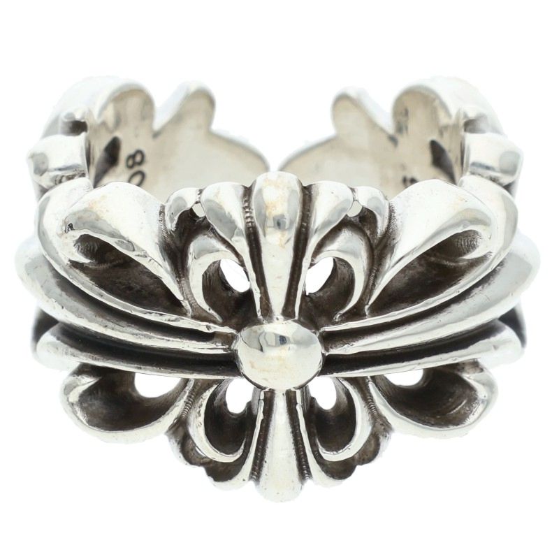Chrome Hearts DBL FLRL CRS Silver Ring Size ONE SIZE
