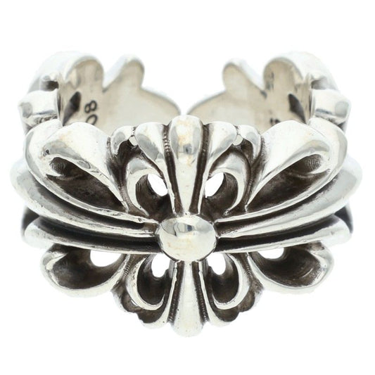 Chrome Hearts DBL FLRL CRS Silver Ring Size ONE SIZE