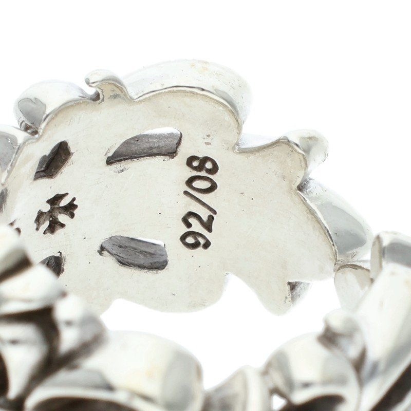Chrome Hearts DBL FLRL CRS Silver Ring Size ONE SIZE