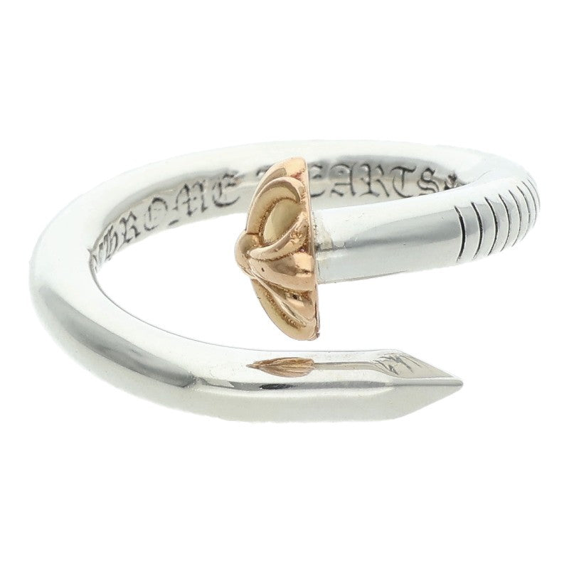 Chrome Hearts NAIL CRSBALL W GLD Silver Ring Size JP 14.5