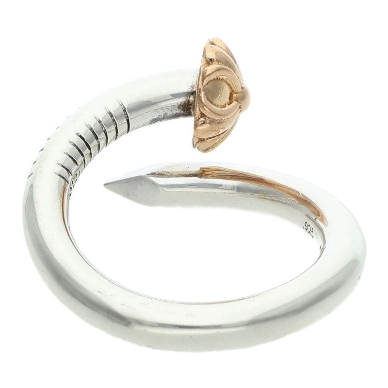 Chrome Hearts NAIL CRSBALL W GLD Silver Ring Size JP 14.5