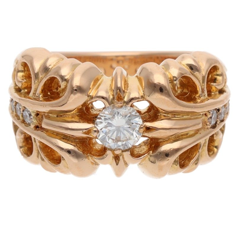 Chrome Hearts 22K K&T PAVE DIA Gold Ring Size ONE SIZE