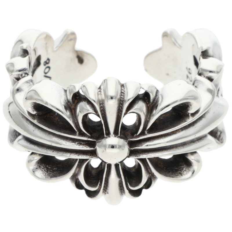 Chrome Hearts DBL FLRL CRS Silver Ring Size US 5.5