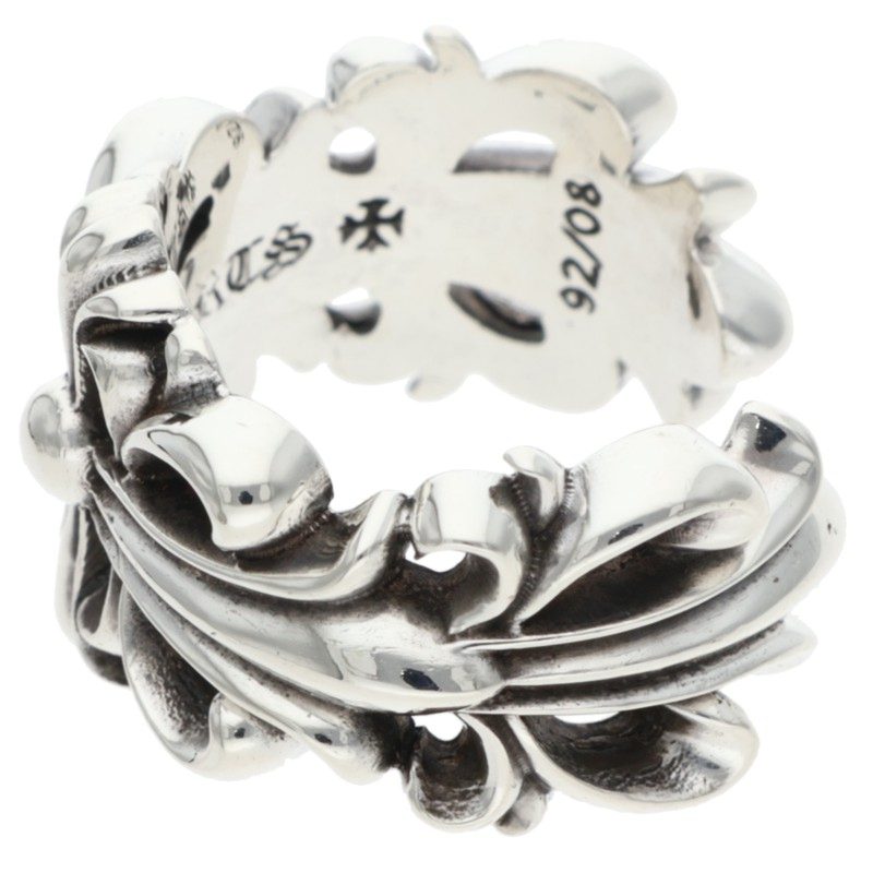 Chrome Hearts DBL FLRL CRS Silver Ring Size US 5.5