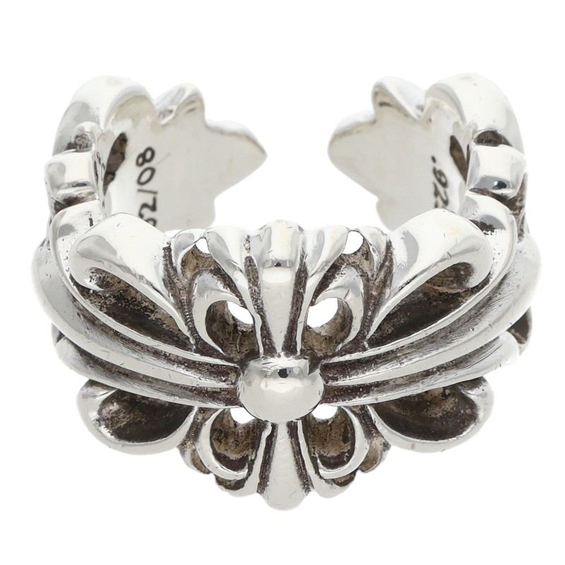 Chrome Hearts DBL FLRL CRS 925 Silver Ring Size ONE SIZE