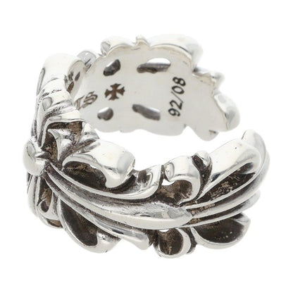 Chrome Hearts DBL FLRL CRS 925 Silver Ring Size ONE SIZE