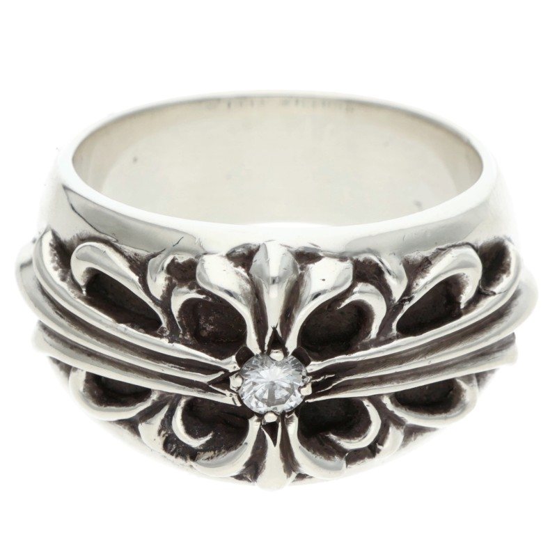 Chrome Hearts FLRL CRS 1 Diamond Silver Ring Size 18.5