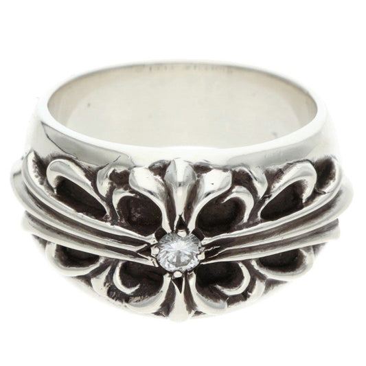 Chrome Hearts FLRL CRS 1 Diamond Silver Ring Size 18.5