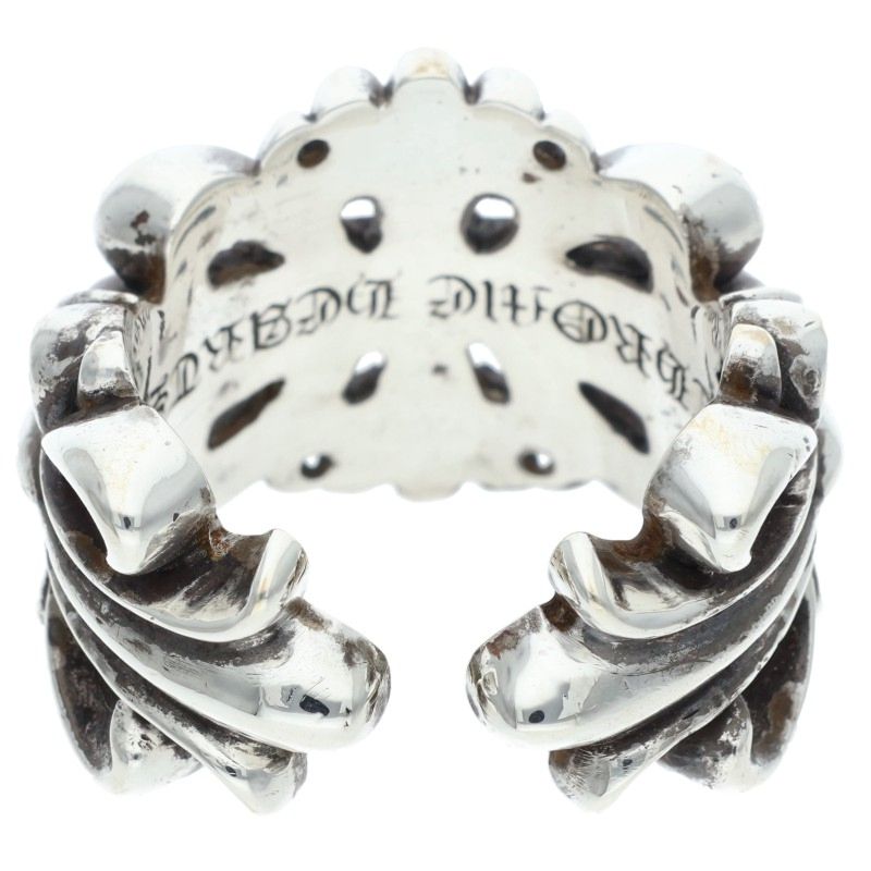 Chrome Hearts DBL FLRL CRS Silver Ring Size US 10.5
