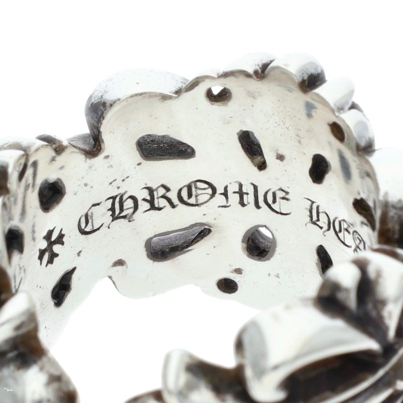 Chrome Hearts DBL FLRL CRS Silver Ring Size US 10.5
