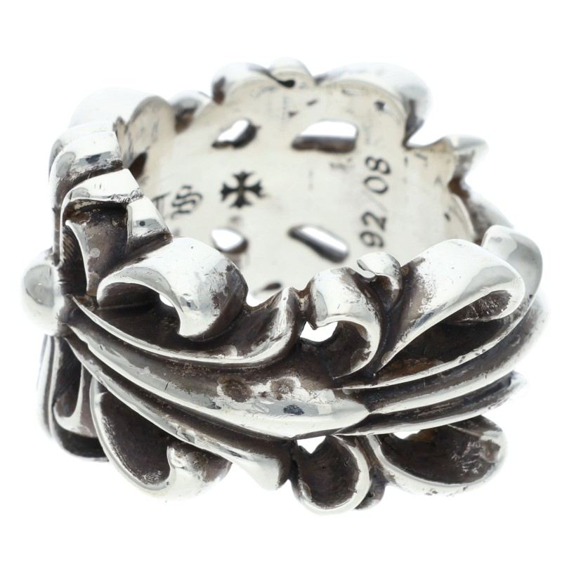 Chrome Hearts DBL FLRL CRS Silver Ring Size US 10.5