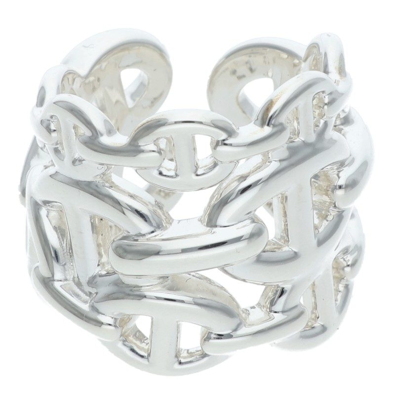 HERMES Chaine d'Ancre Enchainee GM 925 Silver Ring Size 48