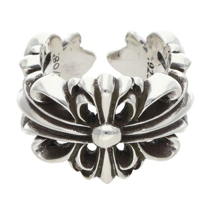 Chrome Hearts DBL FLRL CRS Double Silver Ring Size ONE SIZE
