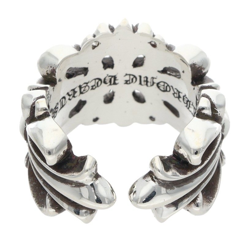 Chrome Hearts DBL FLRL CRS Double Silver Ring Size ONE SIZE