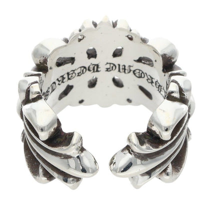 Chrome Hearts DBL FLRL CRS Double Silver Ring Size ONE SIZE