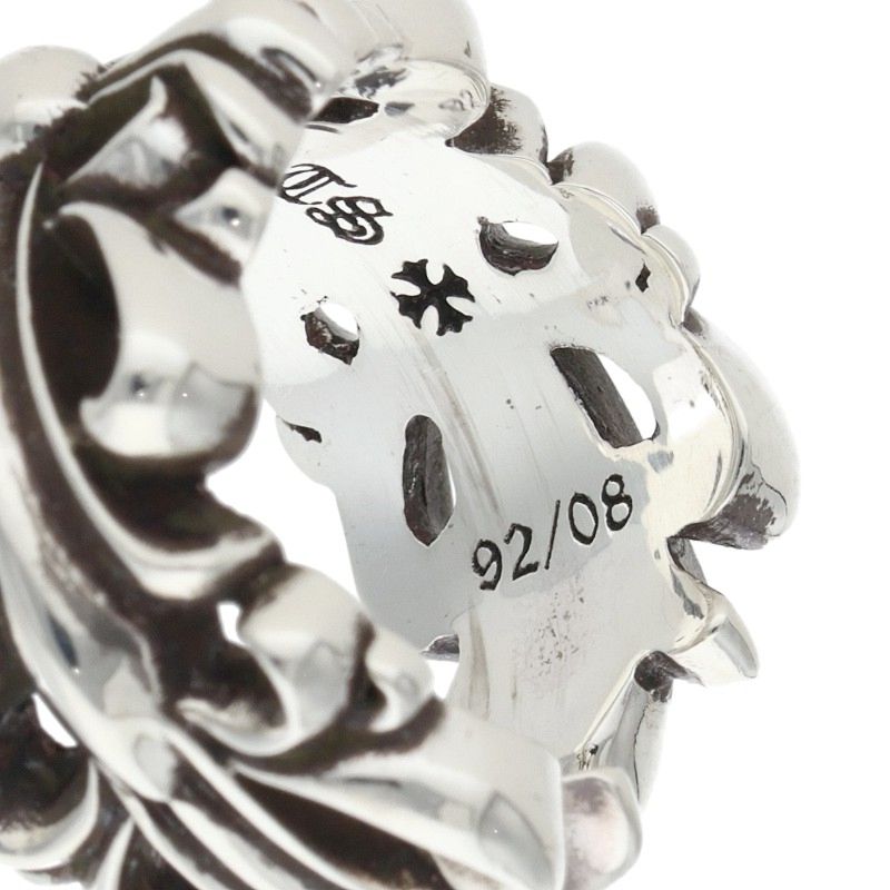 Chrome Hearts DBL FLRL CRS Double Silver Ring Size ONE SIZE