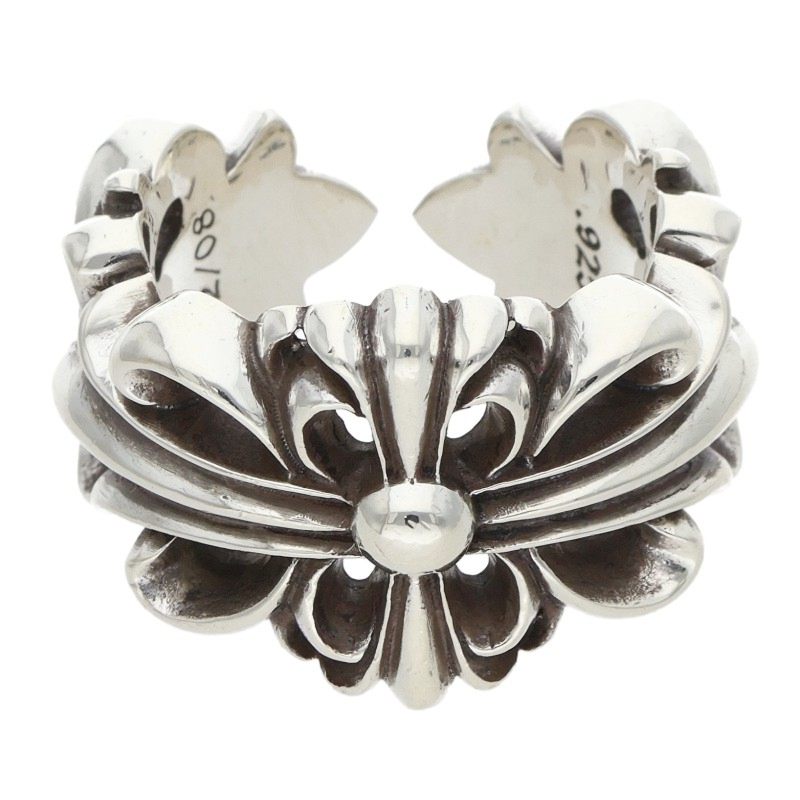 Chrome Hearts DBL FLRL CRS Silver Ring Size ONE SIZE