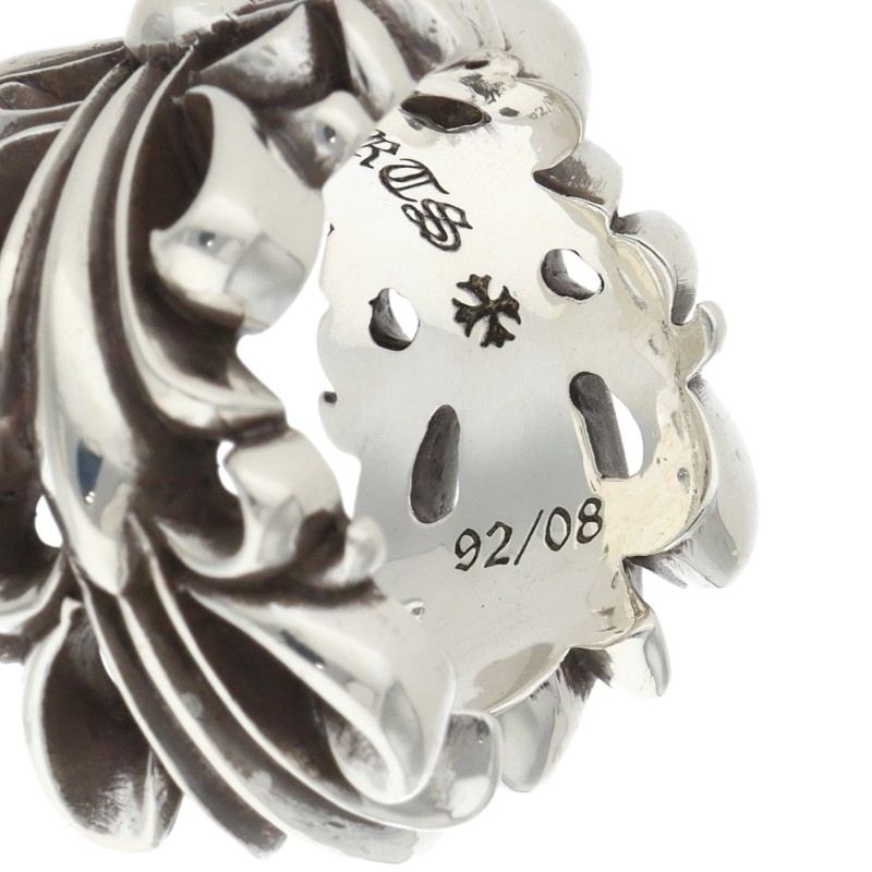 Chrome Hearts DBL FLRL CRS Silver Ring Size ONE SIZE