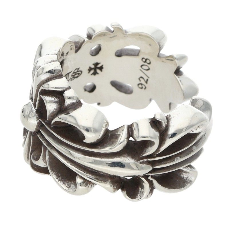 Chrome Hearts DBL FLRL CRS Silver Ring Size ONE SIZE