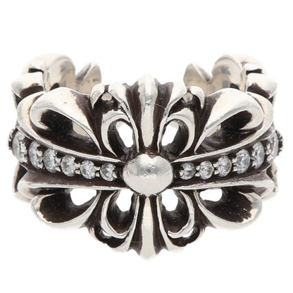 Chrome Hearts DBL FLRL CRS P D Silver Ring Size ONE SIZE
