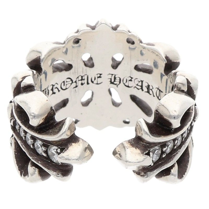 Chrome Hearts DBL FLRL CRS P D Silver Ring Size ONE SIZE