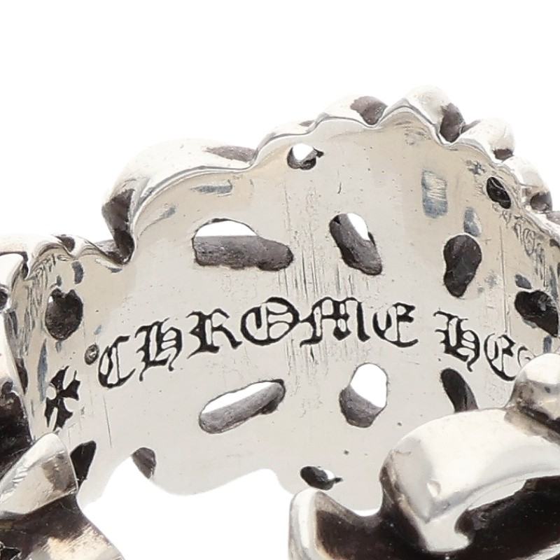 Chrome Hearts DBL FLRL CRS P D Silver Ring Size ONE SIZE