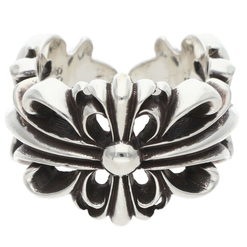 Chrome Hearts DBL FLRL CRS Silver Ring Size ONE SIZE