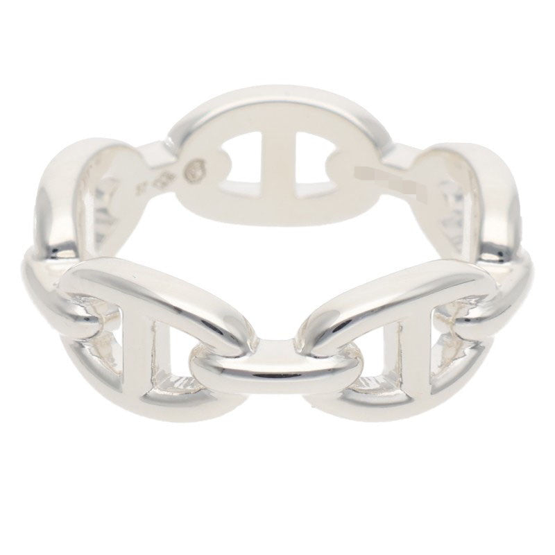 HERMES Chaine d'Ancre Enchainee PM Silver Ring Size 57