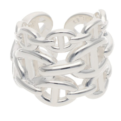 HERMES Chaine d'Ancre Enchainee GM Silver Ring Size 53