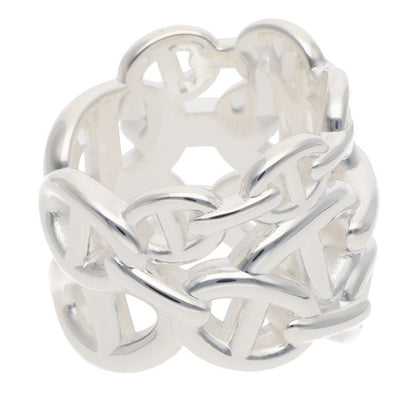 HERMES Chaine d'Ancre Enchainee GM Silver Ring Size 53