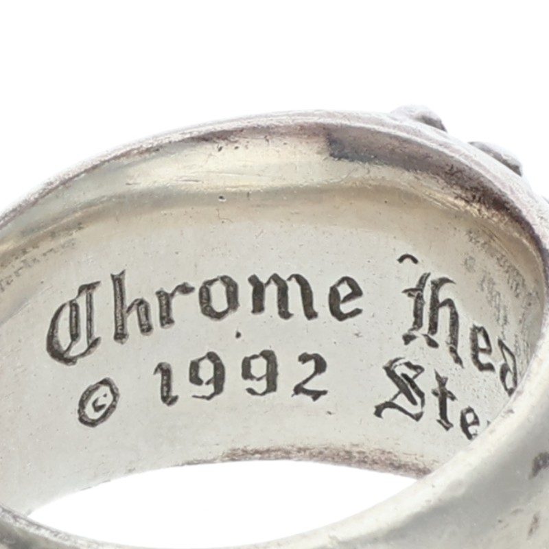 Chrome Hearts FLRL CRS P DMND Silver Ring Size 18.5