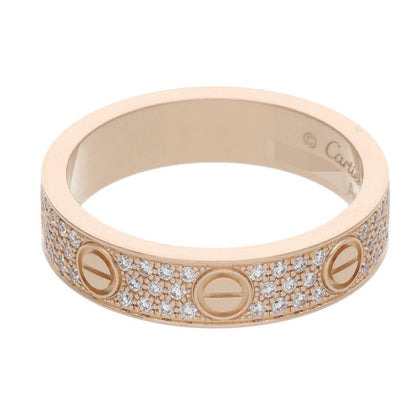 Cartier Mini Love 18K Pink Gold Pave Diamond Ring Size 47