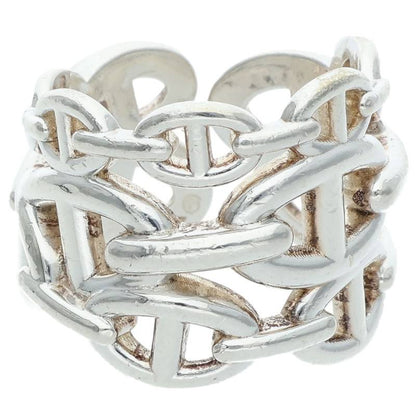 HERMES Chaine d'Ancre Enchainee GM Silver Ring Size 59
