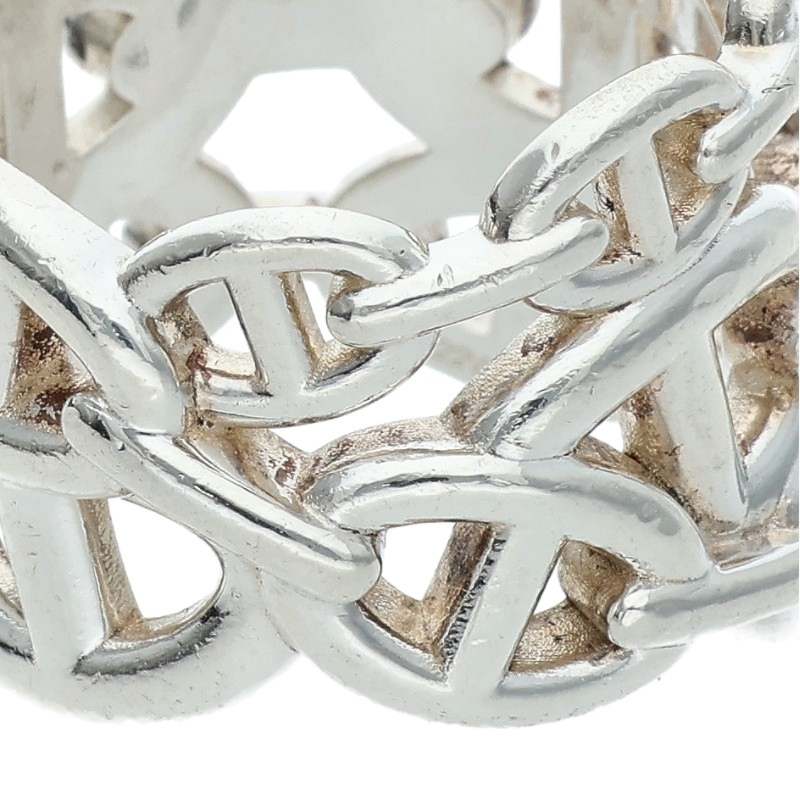 HERMES Chaine d'Ancre Enchainee GM Silver Ring Size 59