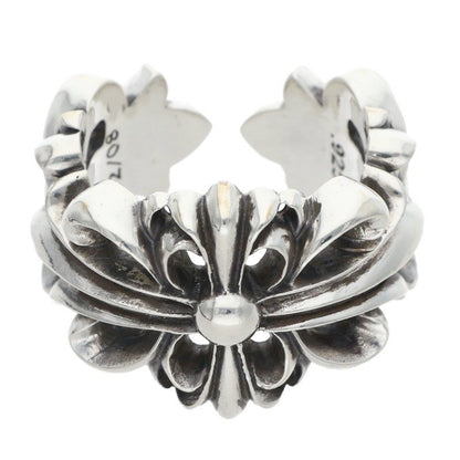 Chrome Hearts DBL FLRL CRS Silver Ring Size ONE SIZE