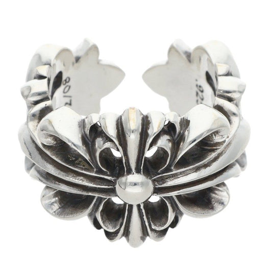 Chrome Hearts DBL FLRL CRS Silver Ring Size ONE SIZE