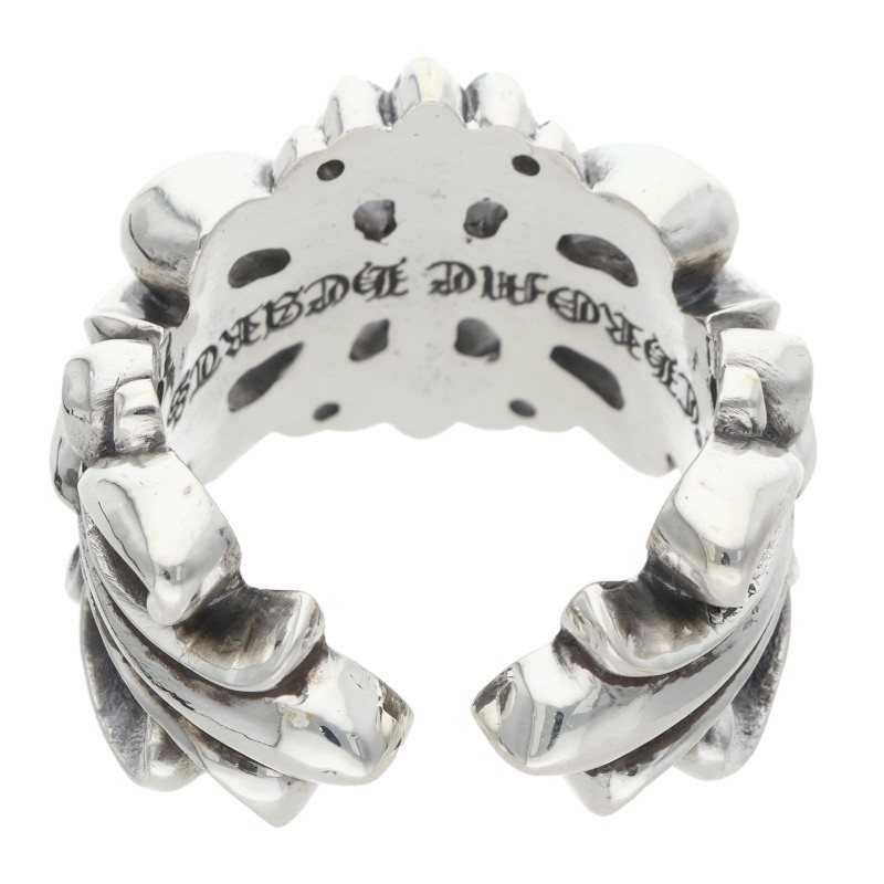 Chrome Hearts DBL FLRL CRS Silver Ring Size ONE SIZE